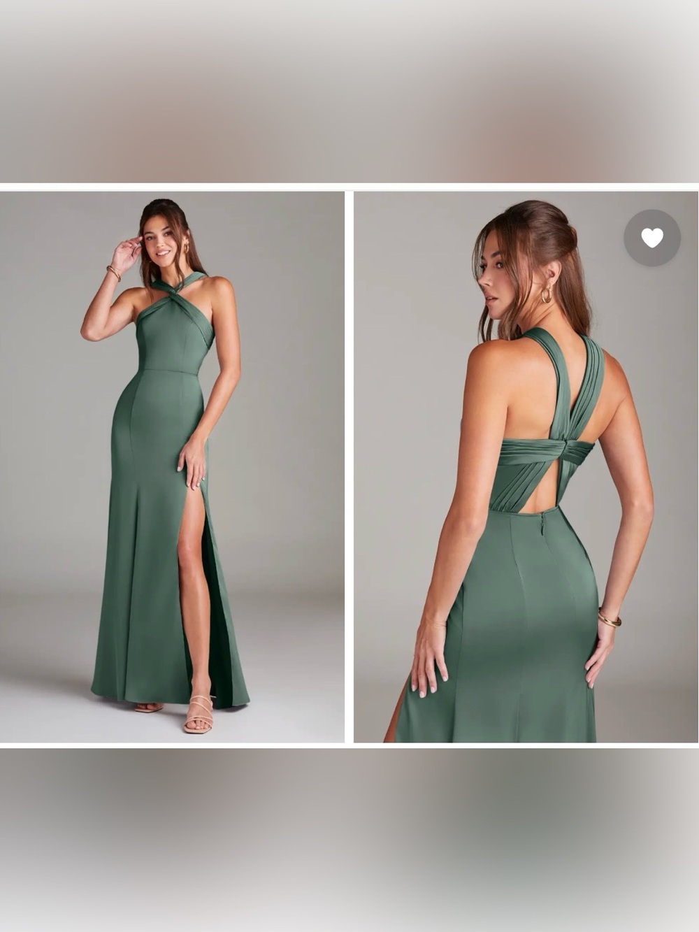 Azazie Sea Moss Cross-Back Slit Evening Gown
